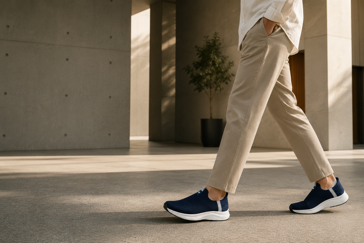 SEEPA navy knit comfort sneaker campaign